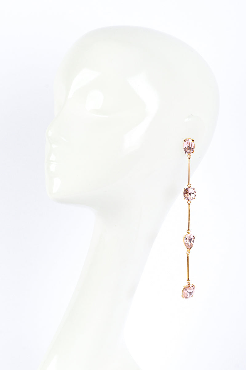 Vintage Oscar de la Renta Rose Shoulder Duster Bar Link Earrings on mannequin @RECESS LA