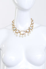 Vintage Oscar de la Renta Crystal & Pearl Bauble Necklace on mannequin @recess la