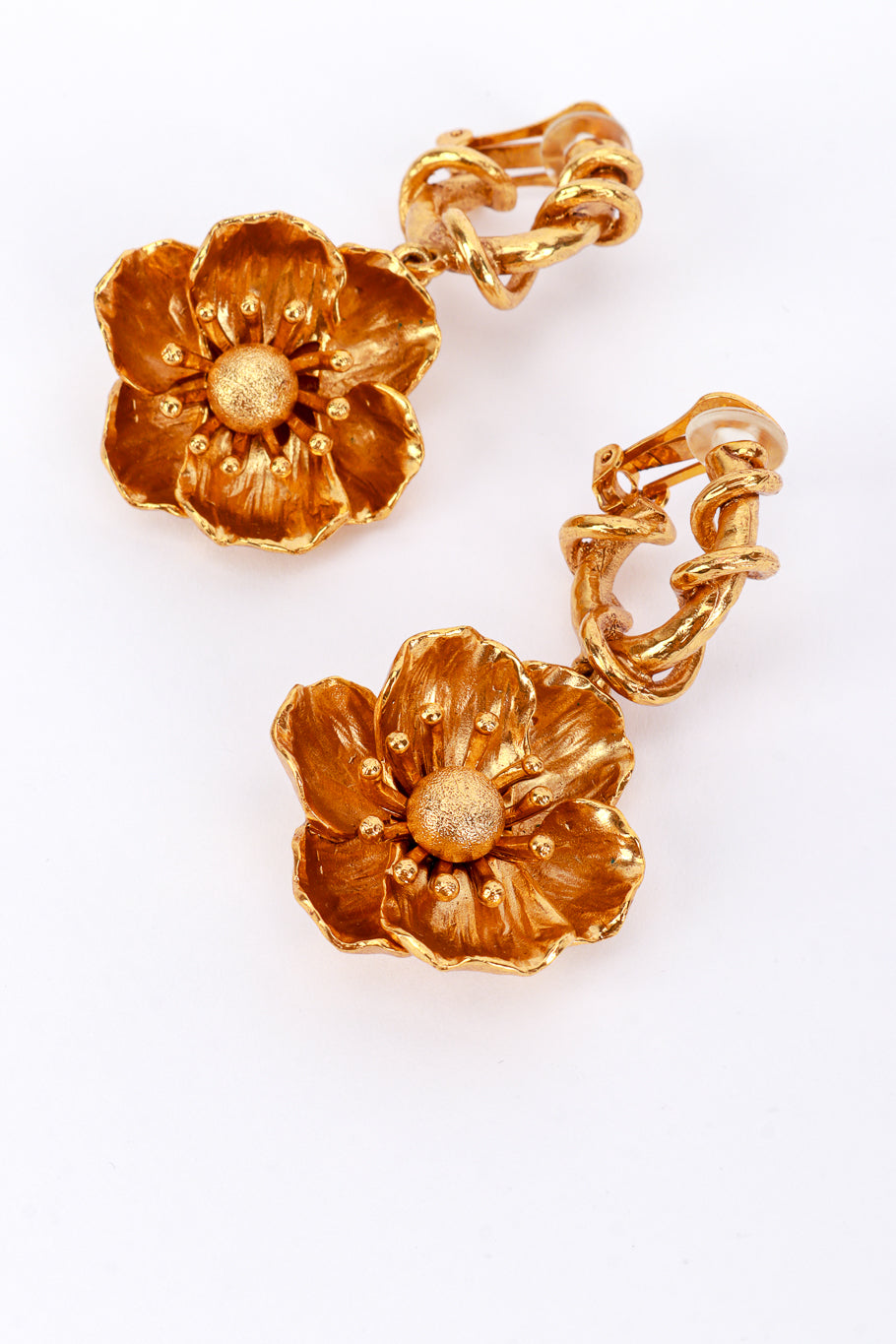 Vintage Oscar de la Renta Anemone Flower Drop Earrings flat @RECESS LA