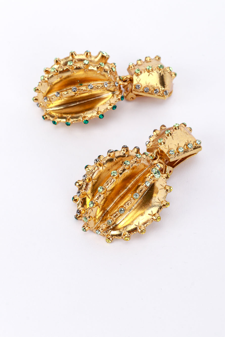 Vintage Oscar de la Renta Peridot Cactus Drop Earrings flat @RECESS LA