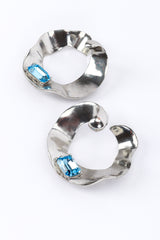 Vintage Oscar de la Renta Wavy Hoop Crystal Earrings front closeup @recess la