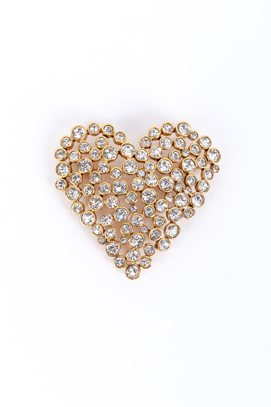 Vintage Oscar de la Renta Crystal Heart Brooch front @recess la