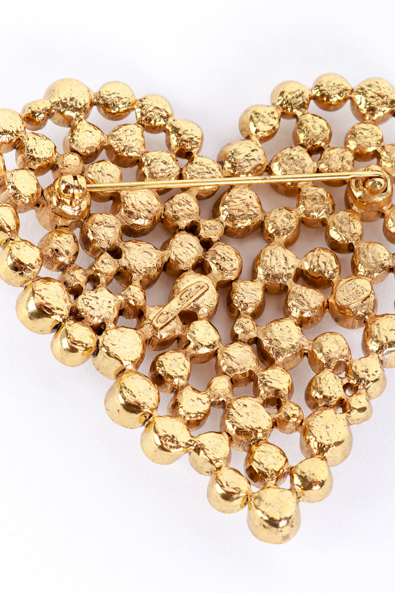 Vintage Oscar de la Renta Crystal Heart Brooch cartouche @recess la