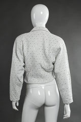 Cropped Rhinestone Embossed Leather Jacket by Dero Enterprises on mannequin back @recessla