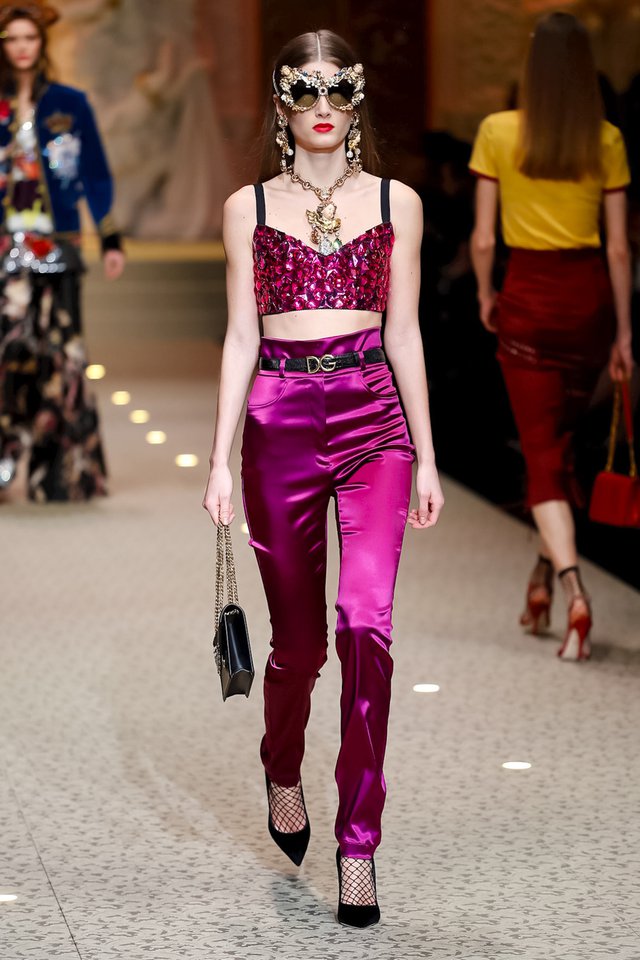 Crystal Bustier Bra Top by Dolce & Gabbana on model on 2018 runway 