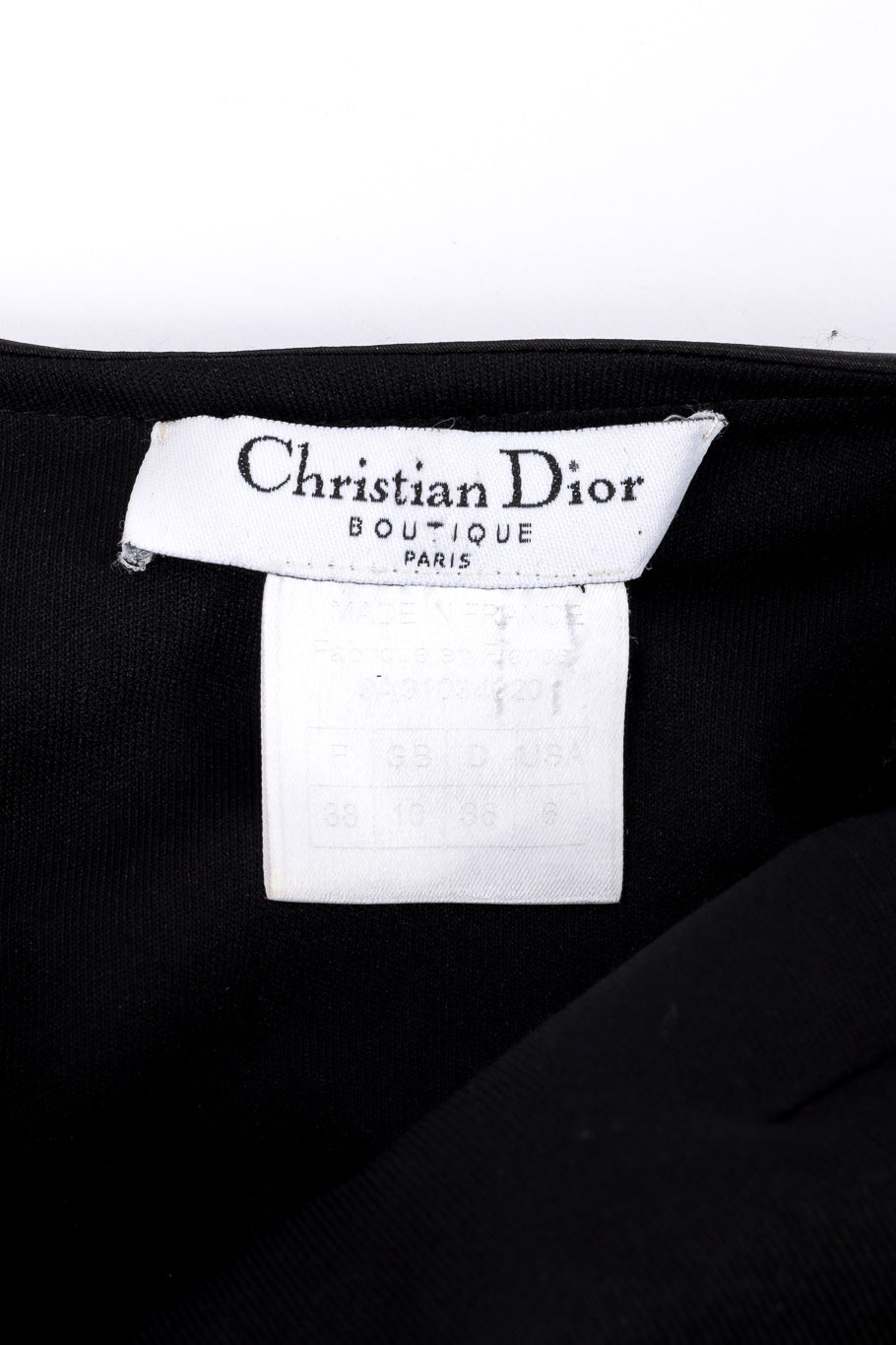 Christian Dior Silk Beaded Halter Dress signature label and faded size tag closeup @recessla
