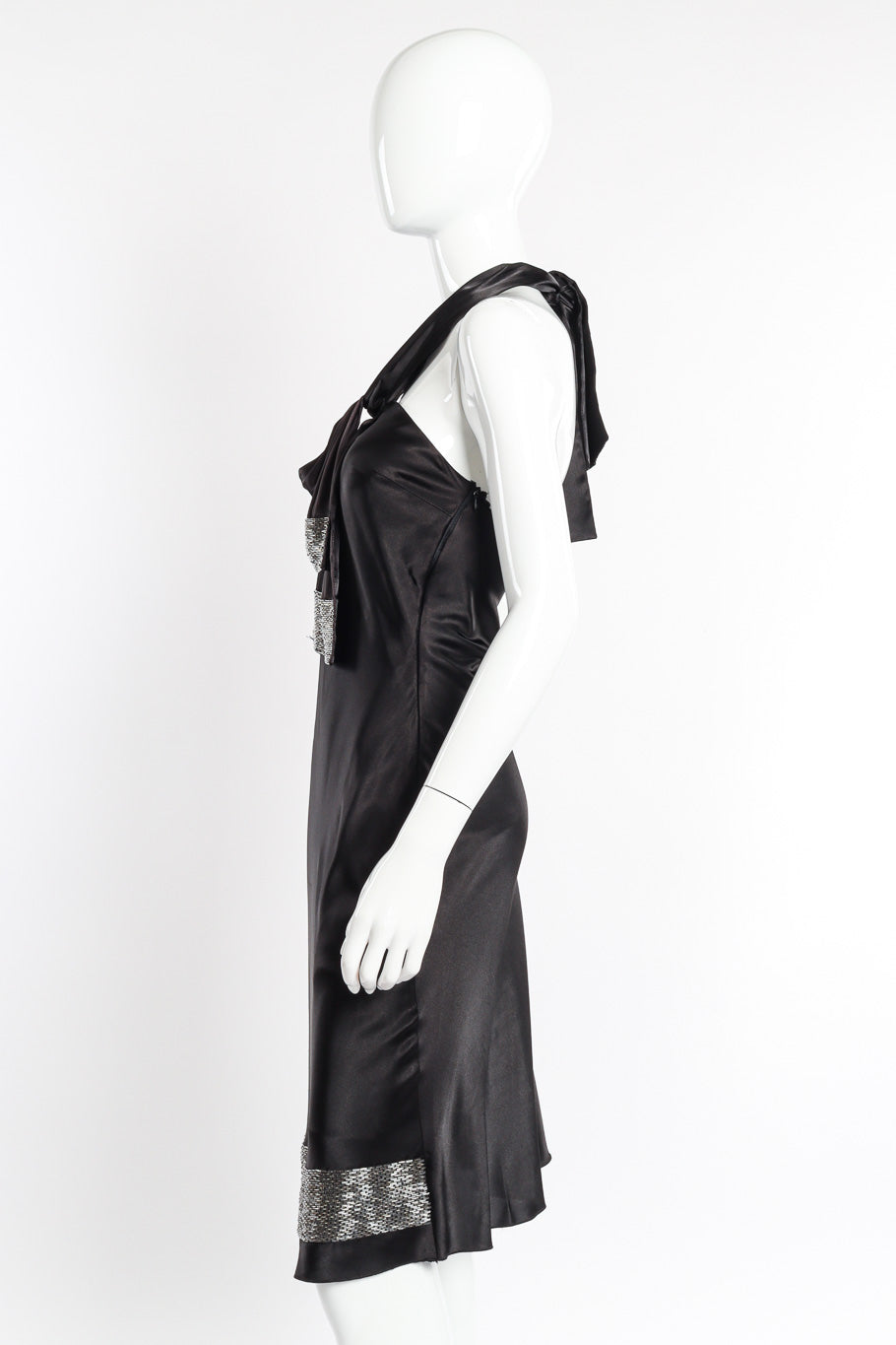 Christian Dior Silk Beaded Halter Dress side view on mannequin @recessla