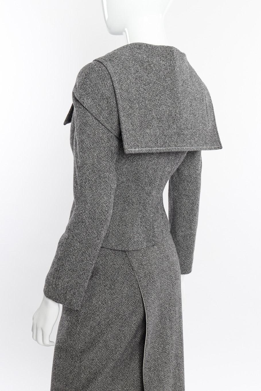 Wool Jacket & Wrap Skirt Suit by Christian Dior on mannequin back close up @recessla