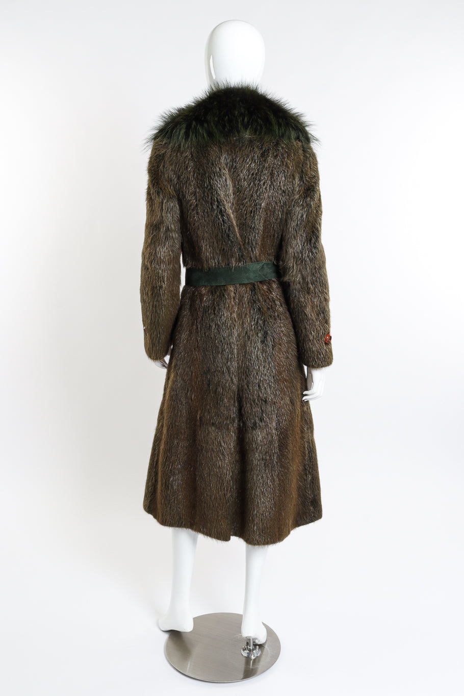 Vintage Christian Dior Long Fur Coat back on mannequin @recessla