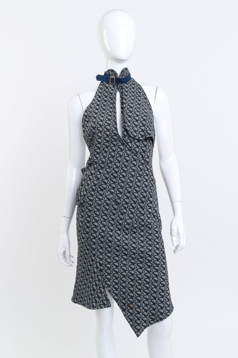 Christian Dior 2000 S/S Denim Monogram Halter Dress front on mannequin @recess la