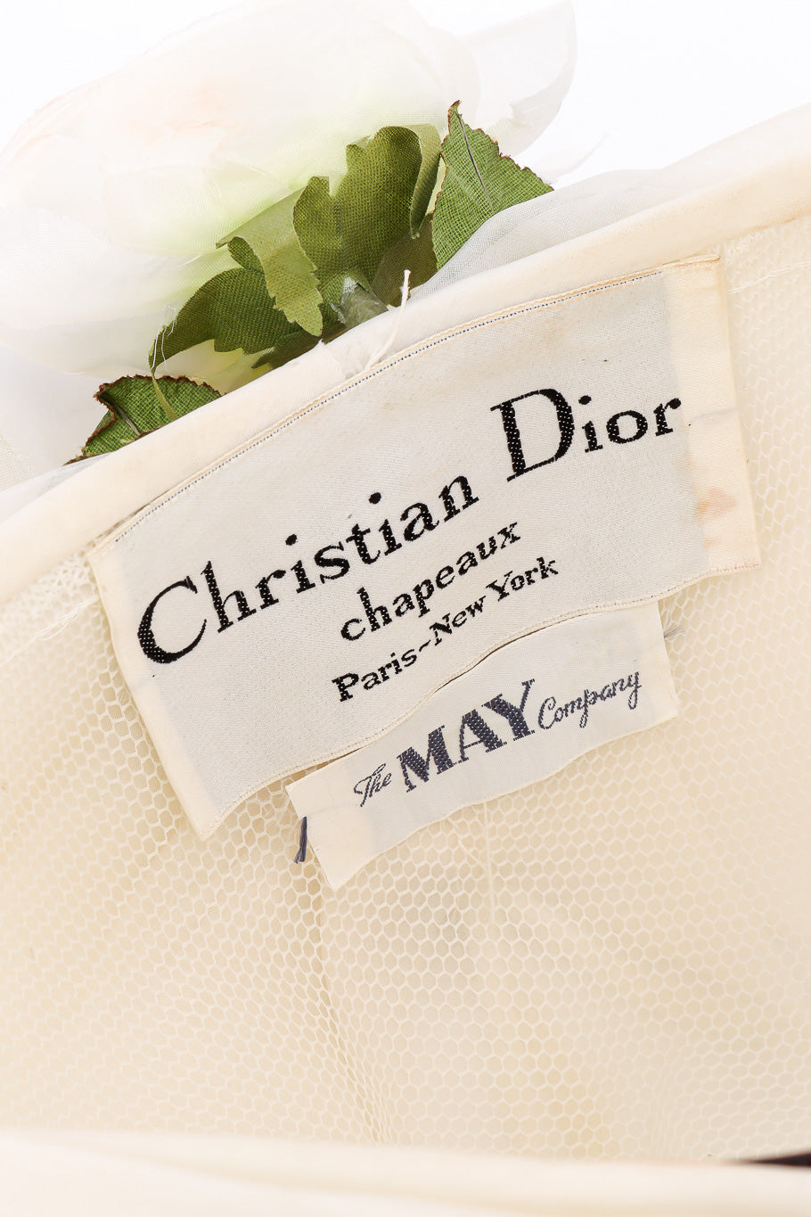 Vintage Christian Dior Organza Flower Chapeaux Hat label @recessla
