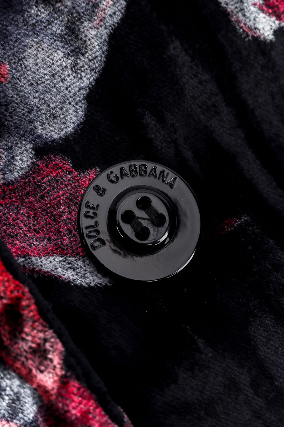 Dolce and Gabbana Floral Velvet Jacket and Pant Set button closeup @recessla