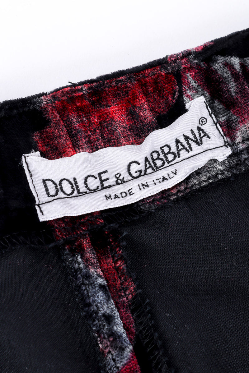 Dolce and Gabbana Floral Velvet Jacket and Pant Set pant signature label closeup @recessla