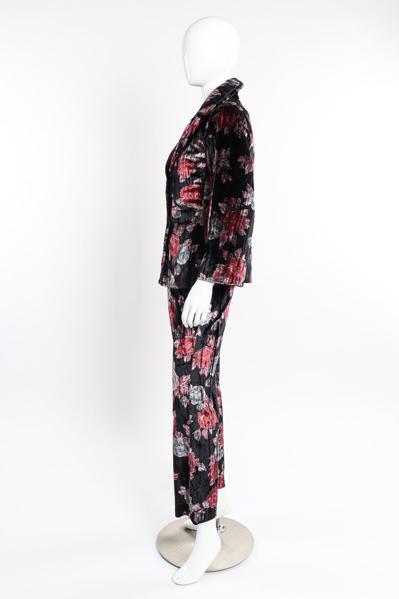 Dolce and Gabbana Floral Velvet Jacket and Pant Set side view on mannequin @recessla