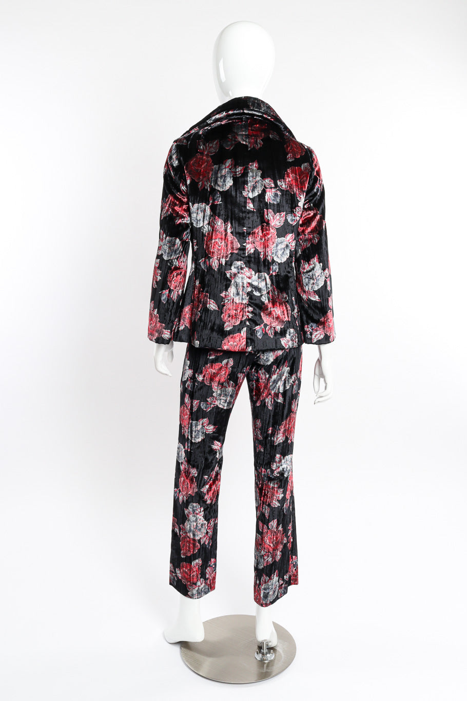 Dolce and Gabbana Floral Velvet Jacket and Pant Set back view on mannequin @recessla