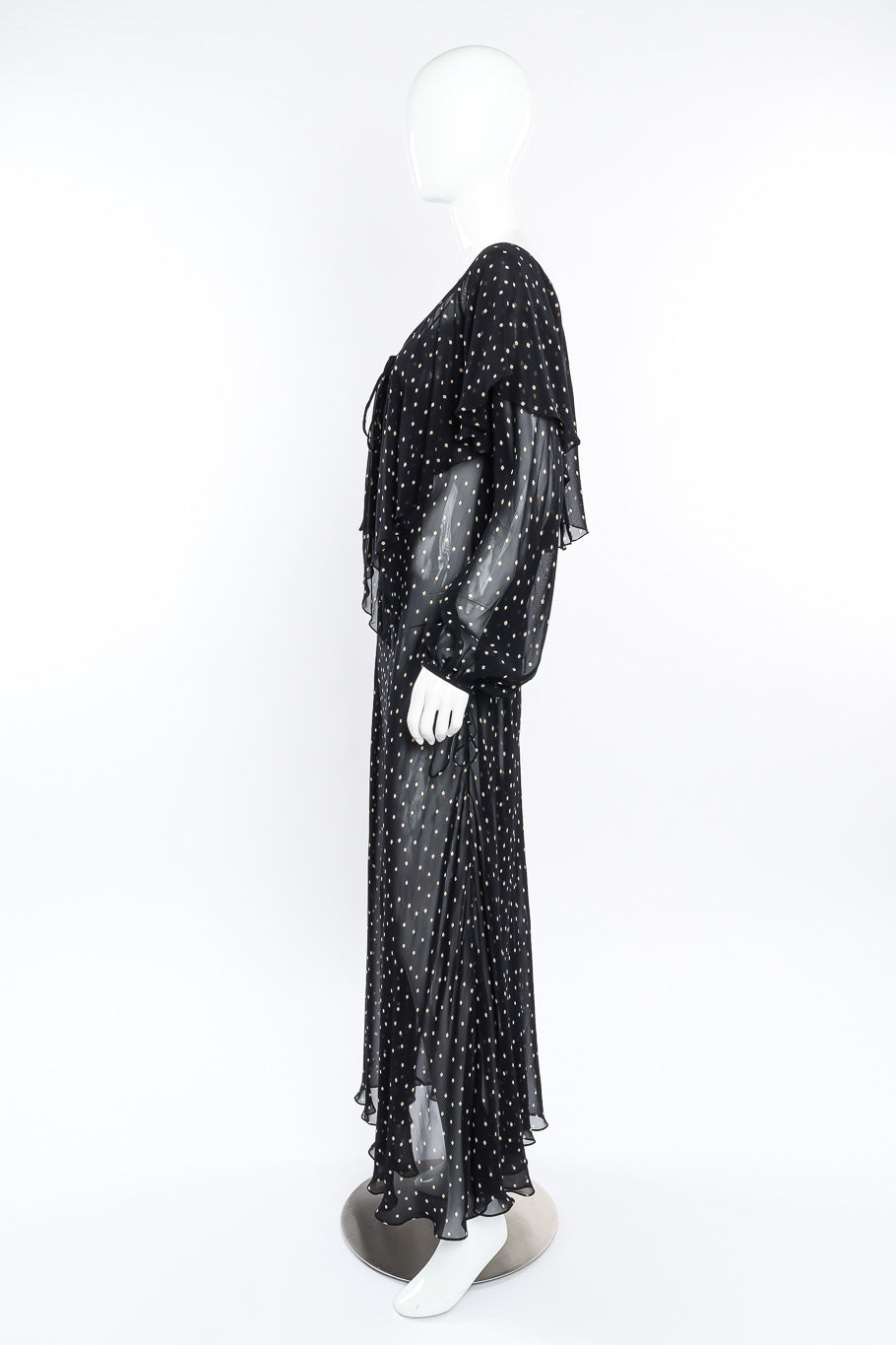 Donna Karan Diamond Dot Ruffle Dress side view on mannequin @Recessla