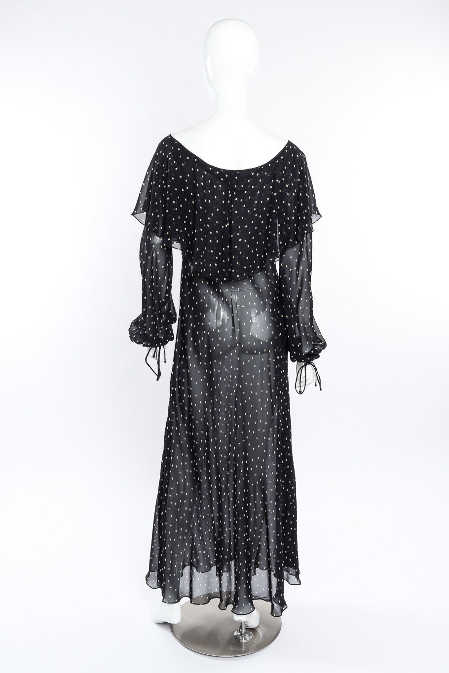 Donna Karan Diamond Dot Ruffle Dress back view on mannequin @Recessla