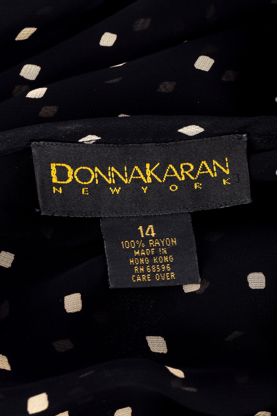 Donna Karan Diamond Dot Ruffle Dress label closeup @Recessla