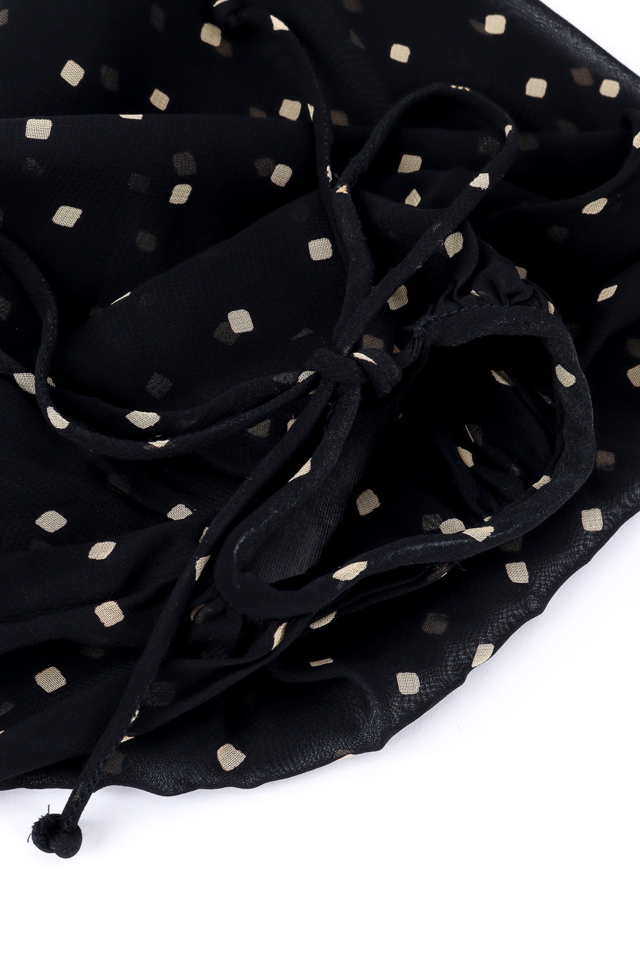 Donna Karan Diamond Dot Ruffle Dress sleeve tie closeup @Recessla