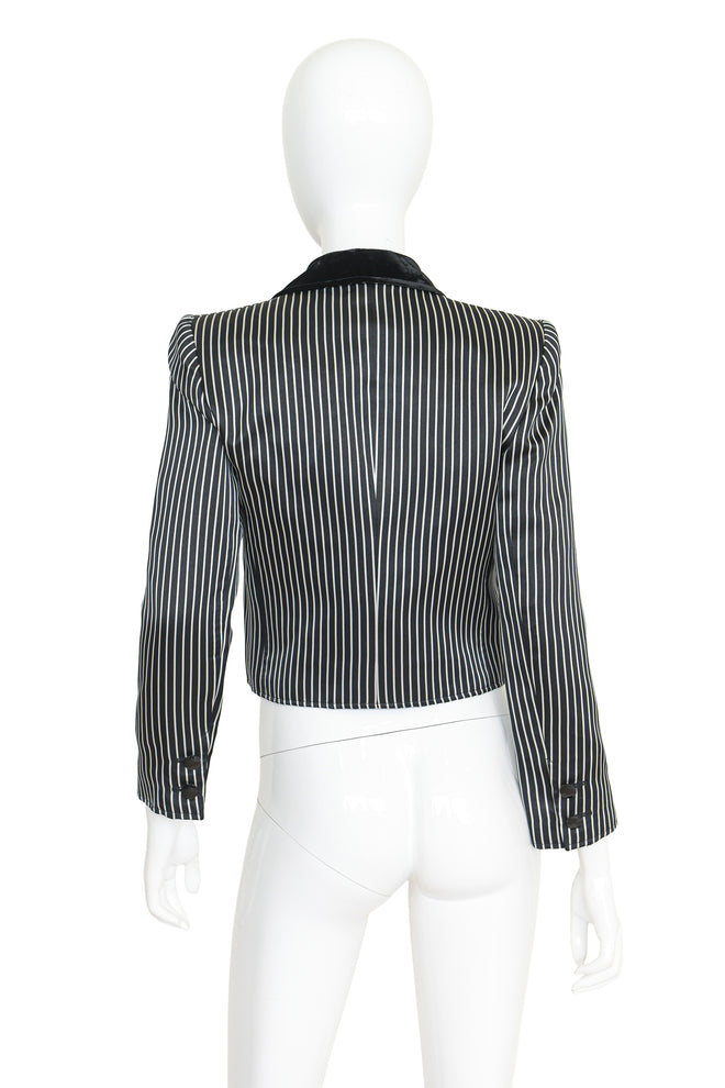 Satin blazer by Valentino on mannequin back @ Recess LA