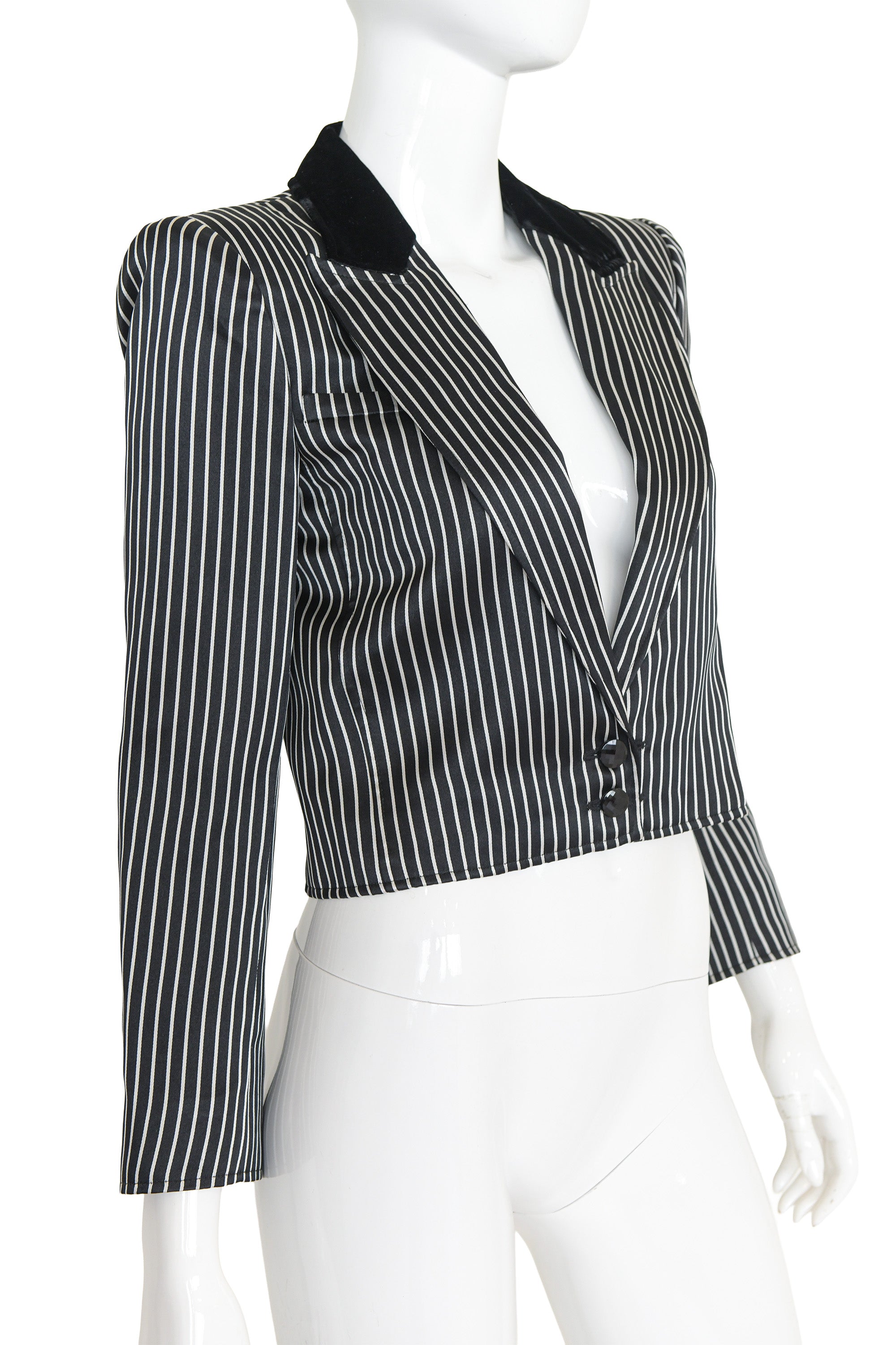 Satin blazer by Valentino on mannequin close @ Recess LA