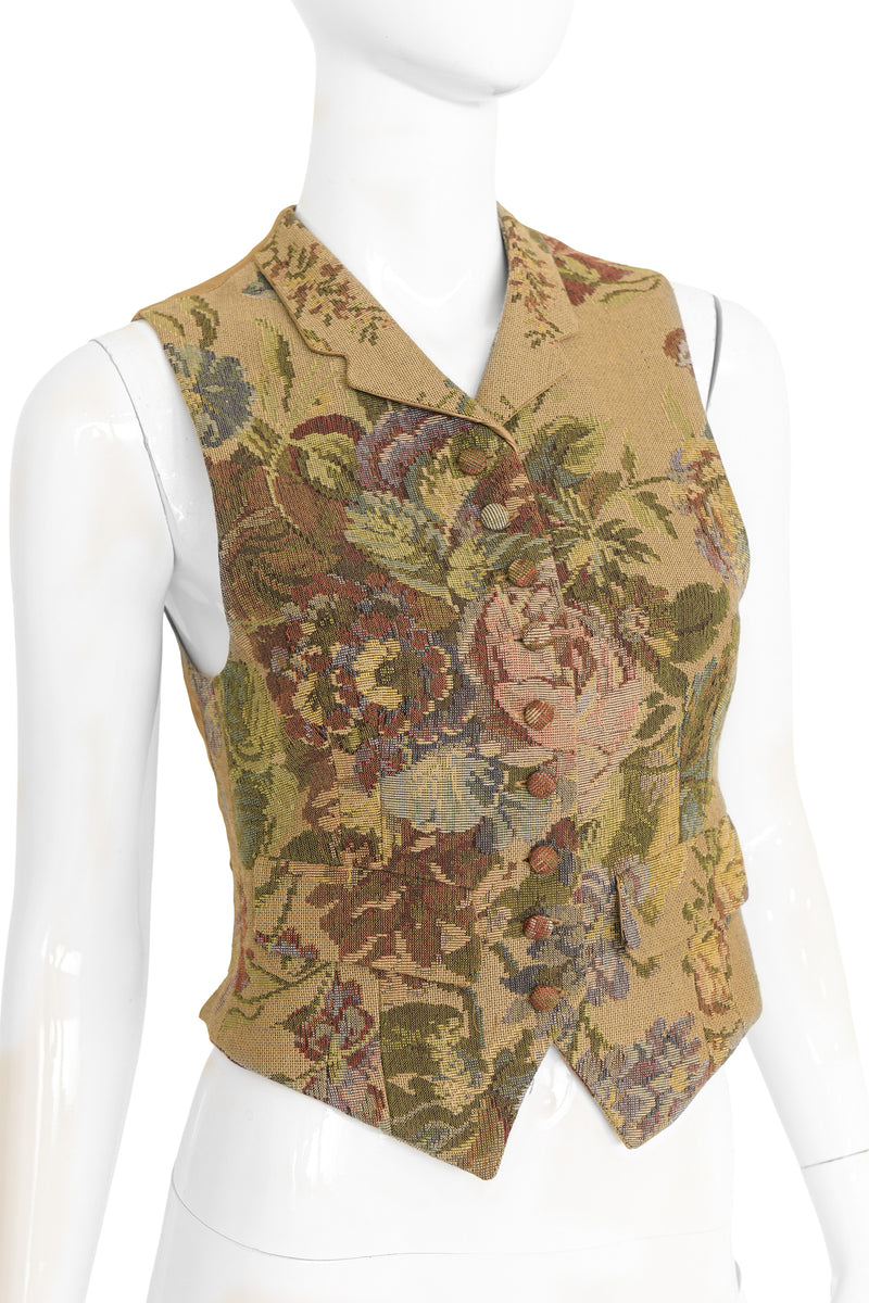 Floral Tapestry Vest by Ralph Lauren on mannequin close @ Recess LA