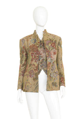 Floral Tapestry Vest by Ralph Lauren on mannequin with jacket @ Recess LA