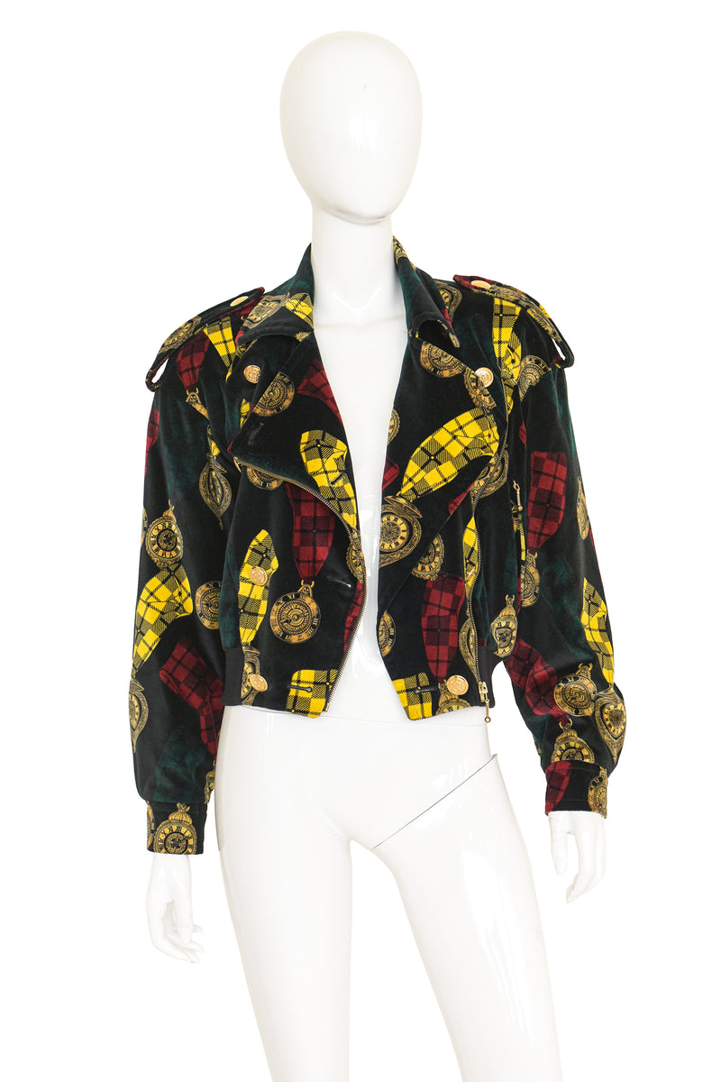 Velvet Moto Jacket by Escada on mannequin open @ Recess LA