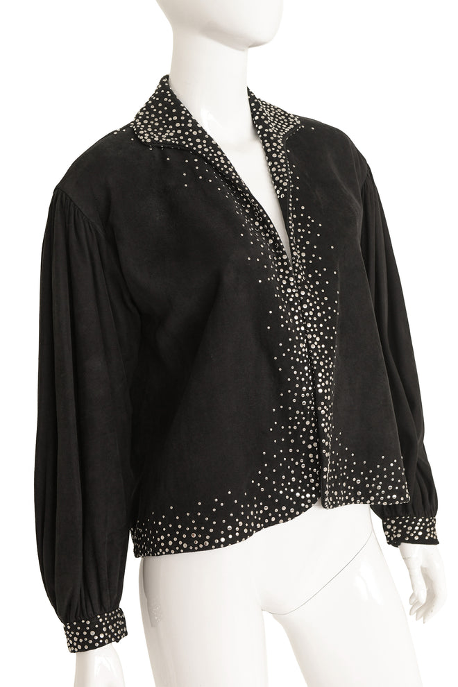 suede jacket by Halston on mannequin close @ Recess LA