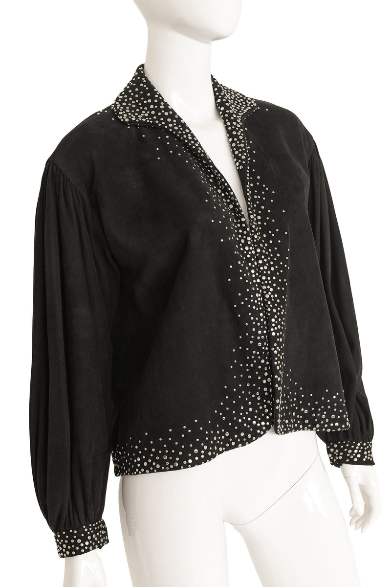 suede jacket by Halston on mannequin close @ Recess LA