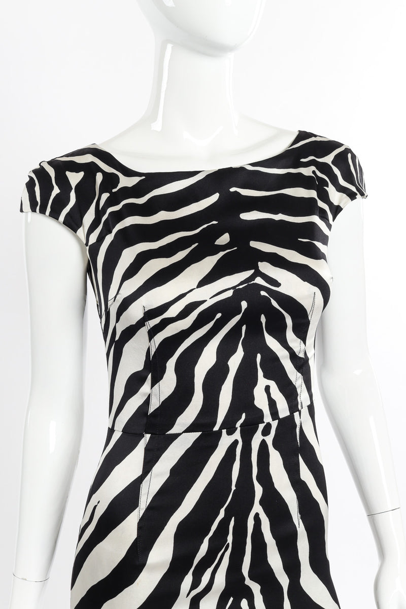 Zebra Pencil Dress by Dolce & Gabbana on mannequin chest close @recessla