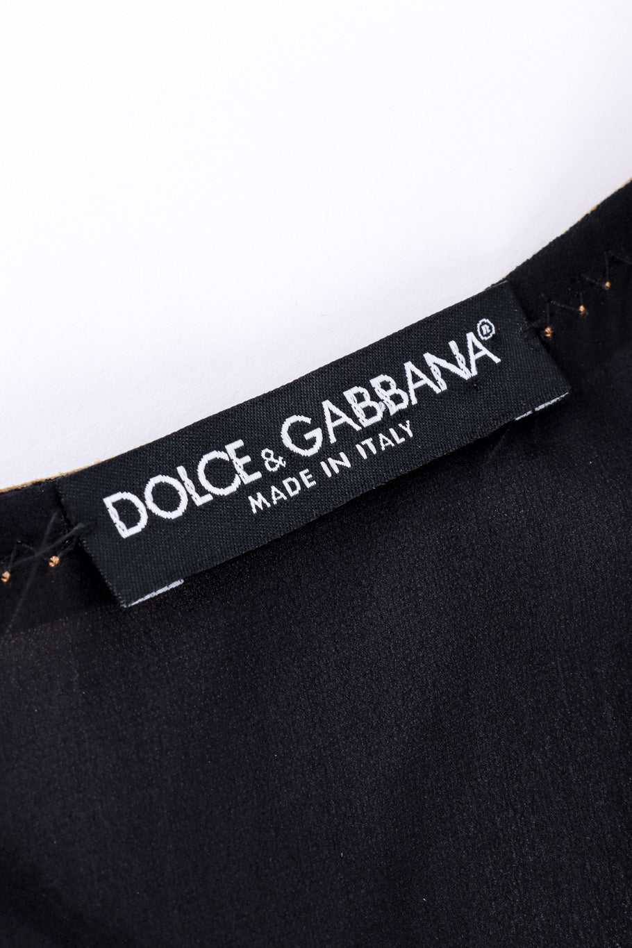 Dolce & Gabbana Metallic Trim Sheath Dress signature label closeup @recessla