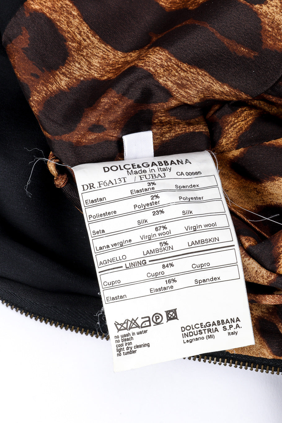 Dolce & Gabbana Metallic Trim Sheath Dress fabric content label closeup @recessla