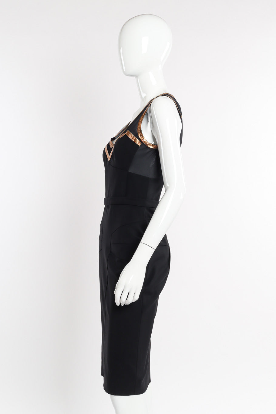 Dolce & Gabbana Metallic Trim Sheath Dress side view on mannequin @recessla