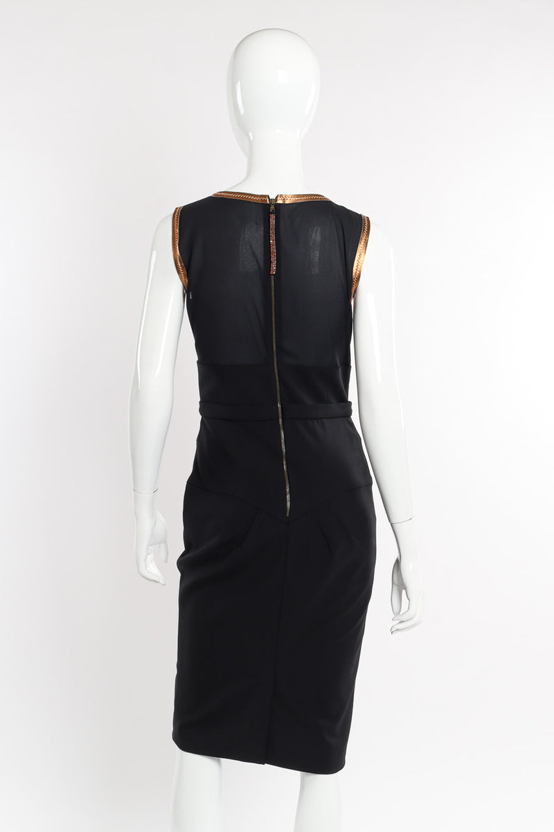 Dolce & Gabbana Metallic Trim Sheath Dress back view on mannequin @recessla