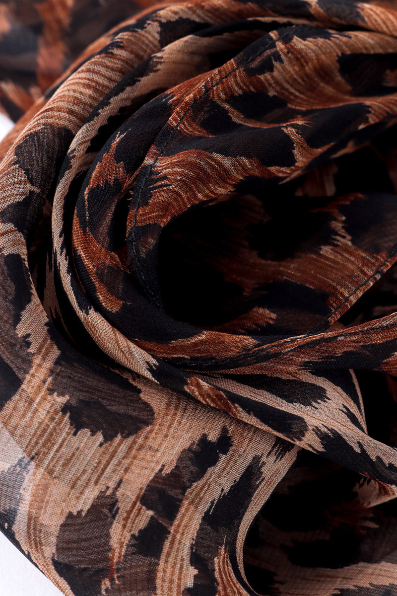 Leopard Print Silk Scarf in Brown - Dolce Gabbana