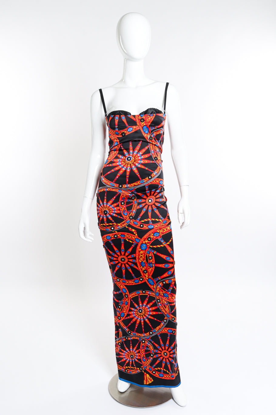 Dolce & Gabbana Wheel Mirror Silk Gown front on mannequin @recess la