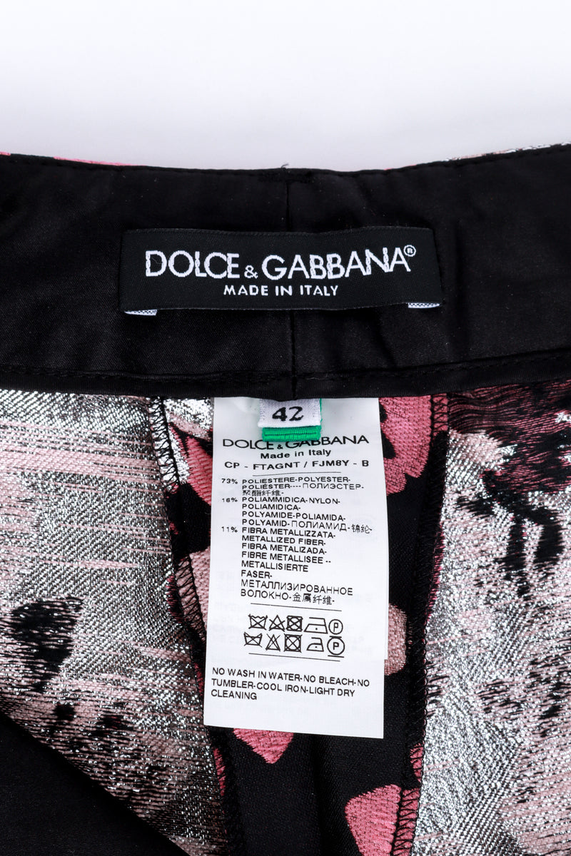 Dolce & Gabbana Floral Brocade Pant label @recess la