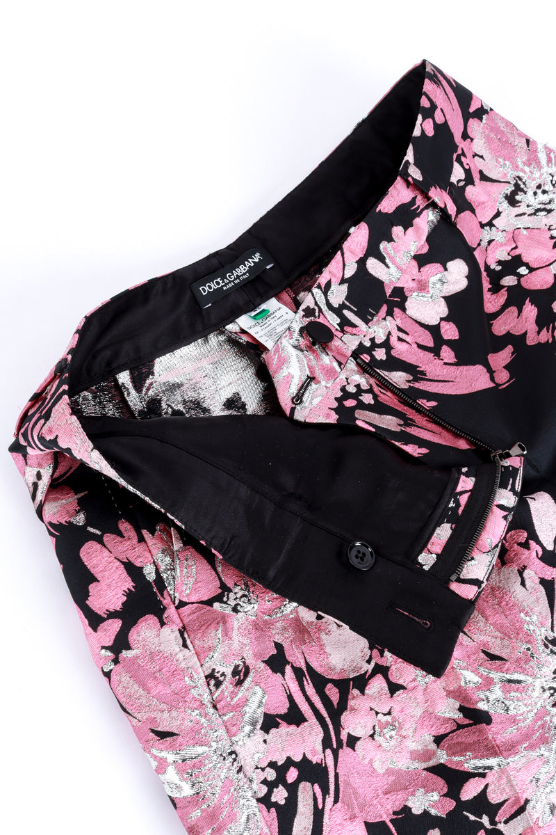 Dolce & Gabbana Floral Brocade Pant front unzipped detail @recess la