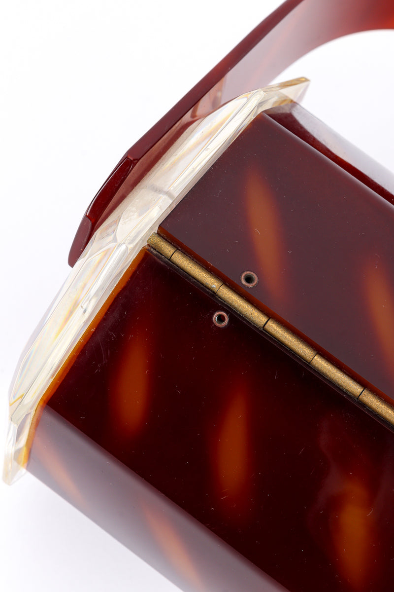 Vintage Tortoiseshell Lucite Box Bag hardware closeup @recessla