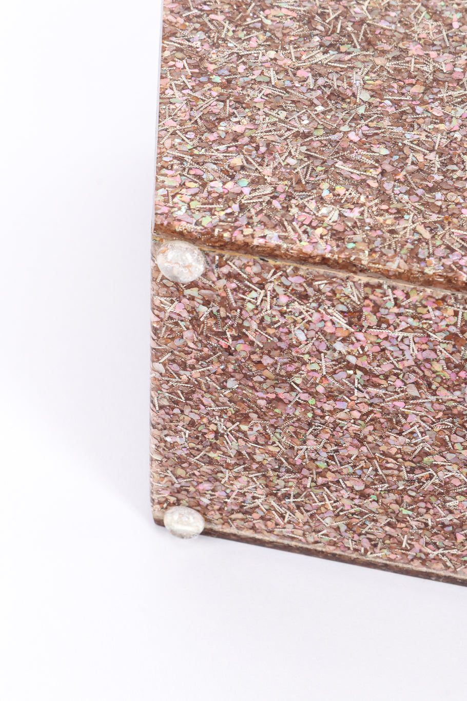 Vintage Confetti Lucite Box Bag feet closeup @recessla