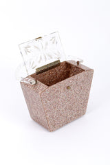 Vintage Confetti Lucite Box Bag 3/4 front open lid @recessla