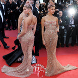 2017 Couture Gown by Roberto Cavalli on Hailey Bieber on red carpet @recessla