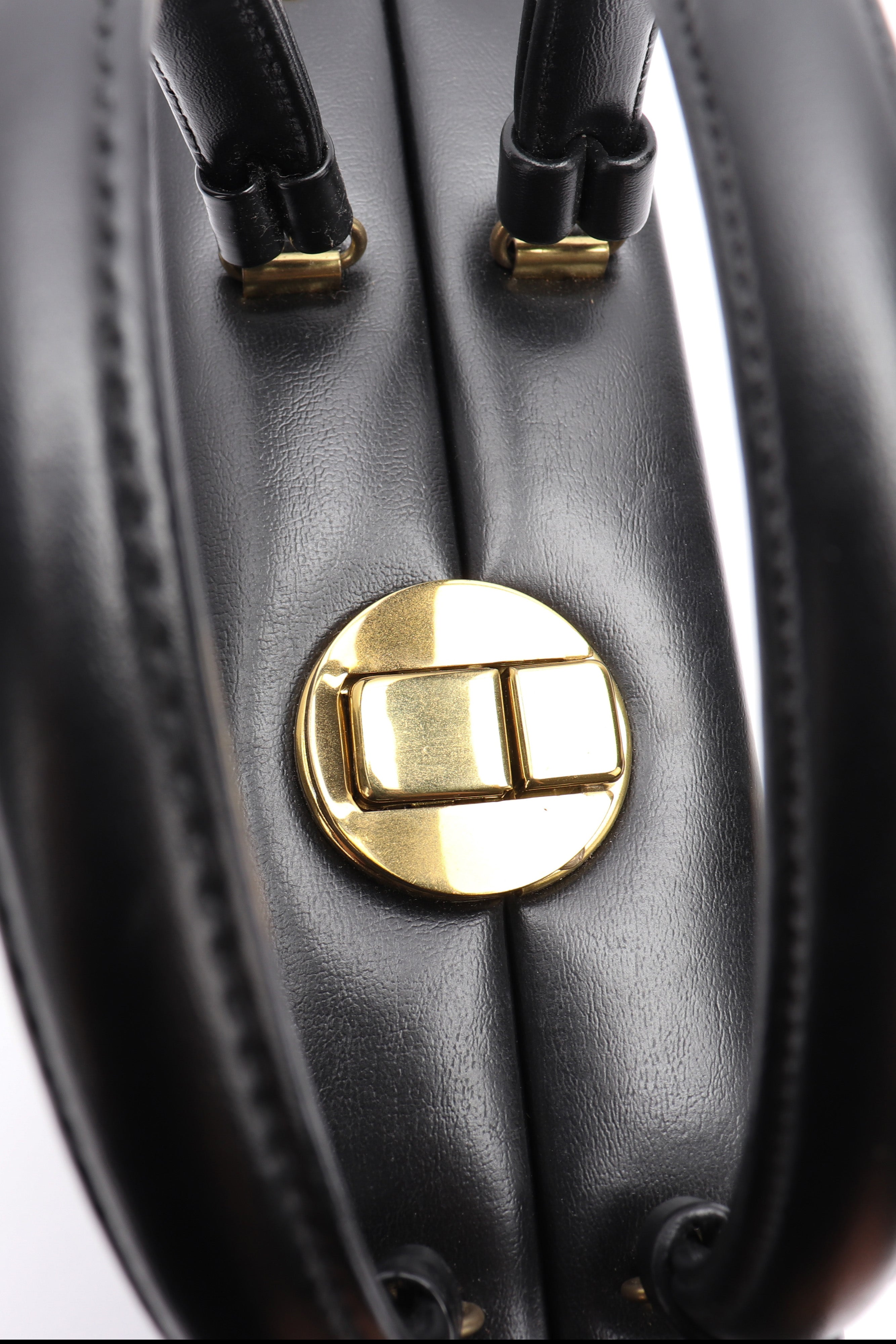 Black Leather Box Bag by Delill clasp close @ recess LA