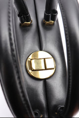 Black Leather Box Bag by Delill clasp close @ recess LA