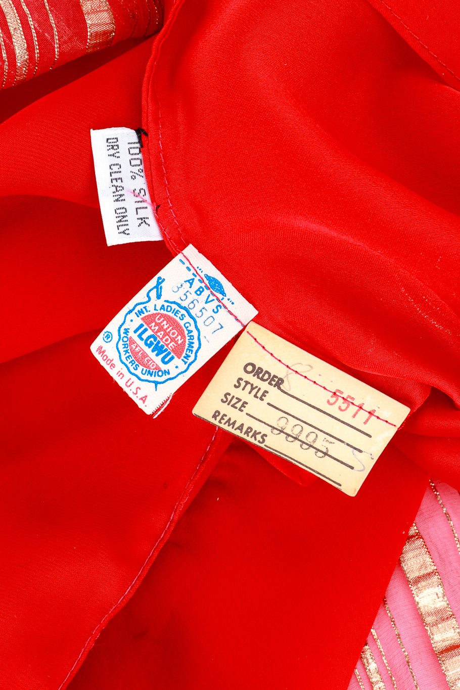 Vintage Diane Dickinson Lamé Striped Maxi Dress care label detail @RECESS LA