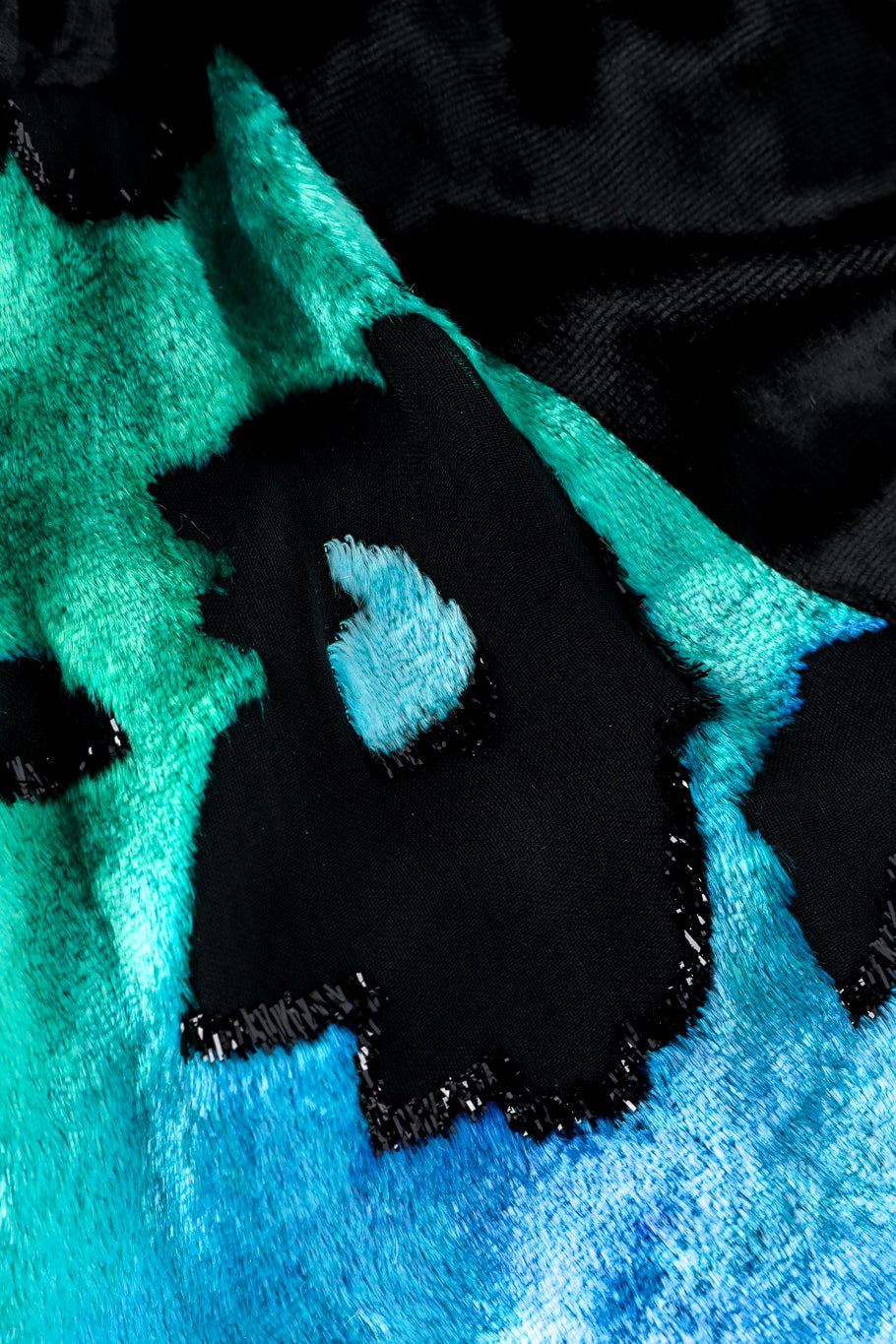Vintage Diane Freis Shirred Velvet Burnout Halter Dress fabric closeup @recess la