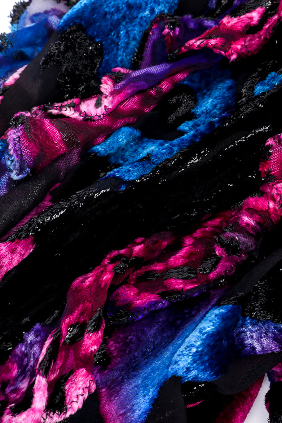 Vintage Diane Freis Shirred Velvet Burnout Dress velvet fabric closeup @recess la