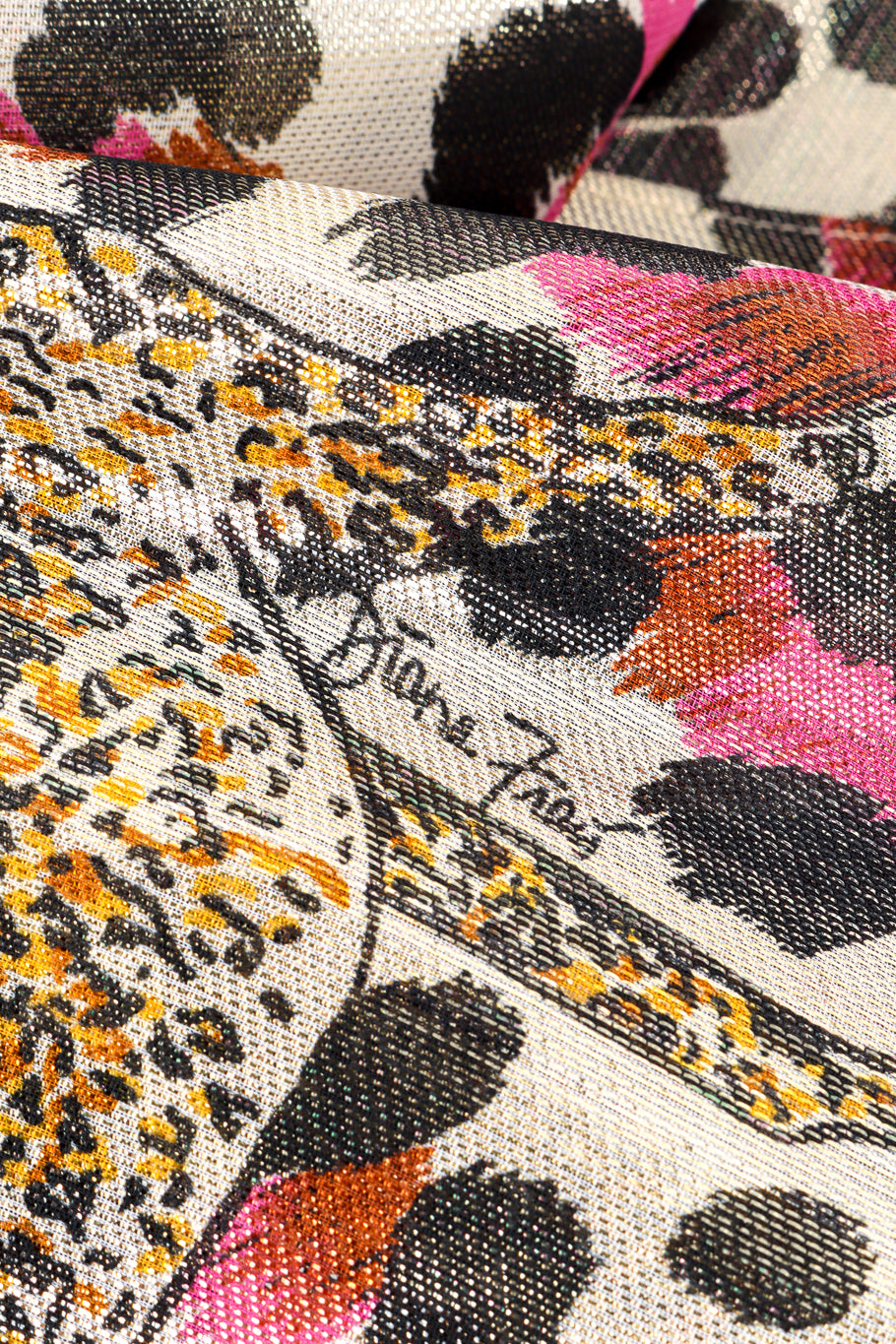 Vintage Diane Freis Metallic Animal Cheetah Dress fabric closeup @recess la