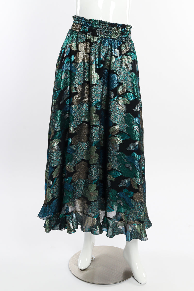 Lamé Ruffle Blouse & Skirt Set by Diane Freis on mannequin skirt only front @recessla